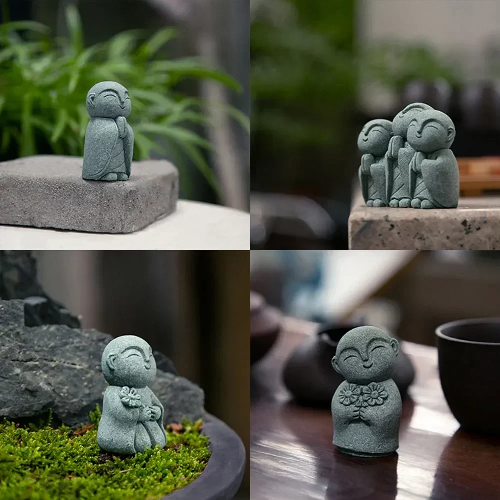 Garden Ornament Buddha Statue Buddhism Figurines Miniature Monk Statue Multipurpose 1 Set China Zen Spiritual