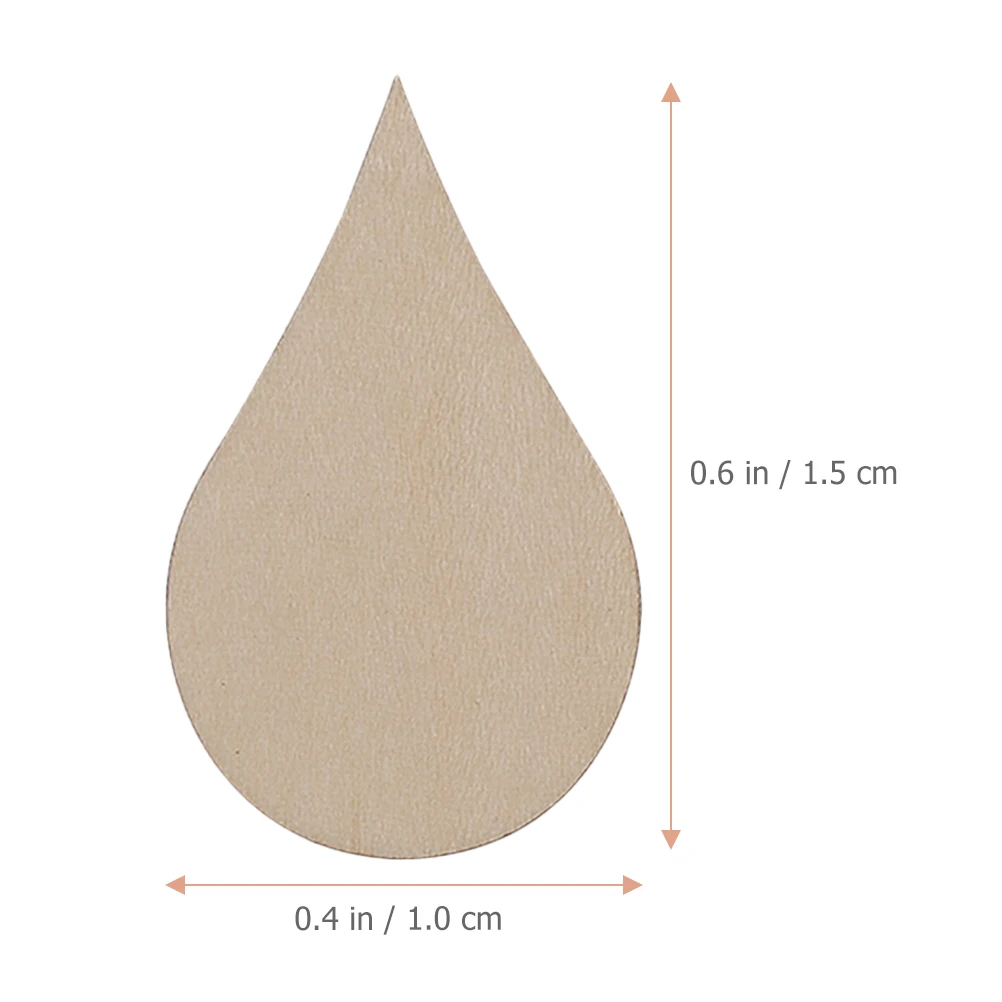 

200 Pcs DIY Raindrop Wooden Pieces Log Slices Ornament Decorations Boards for Crafts Unfinished Cutouts Sticker