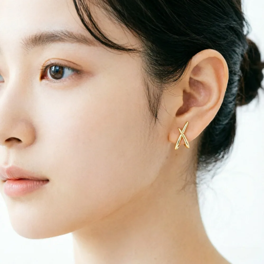 2026 New Trendy Gold Color Cross Stud Earrings for Women Dainty Simple Minimalist Earring Fashion Jewelry Accessories Gifts