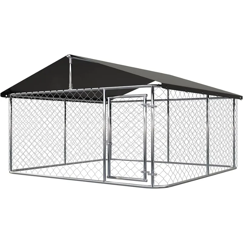 

Outdoor Dog Enclosure Hea y Duty Dog Kennel House Mesh Dog Big Cage Pet Kennel Steel Fence with Secure Lock (79”x 79”)