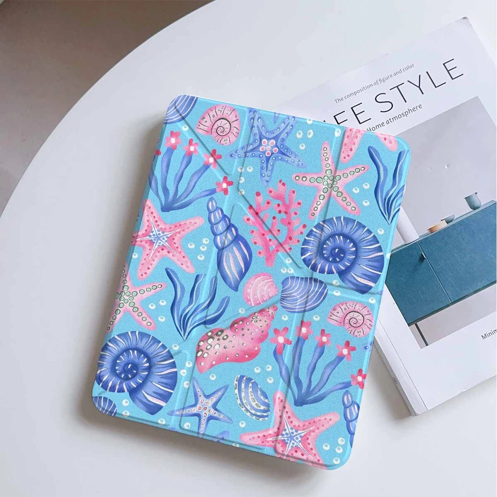 Watercolor Ocean Seashell For Samsung Galaxy Tab A8 A9 A11 S6 S7 S8 S9 S10 FE Plus Lite Protective With Pen Slot Tablet Case