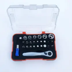 blue 27 in 1 Mini Ratchet Wrench Set with  Bits & Socket Wrench-Versatile Tool Set for Daily Maintenance of Household Appl