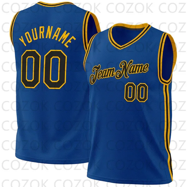

Custom Blue Basketball Jersey Tank Tops V-neck for Men Jersey Personalized Team Unisex Top