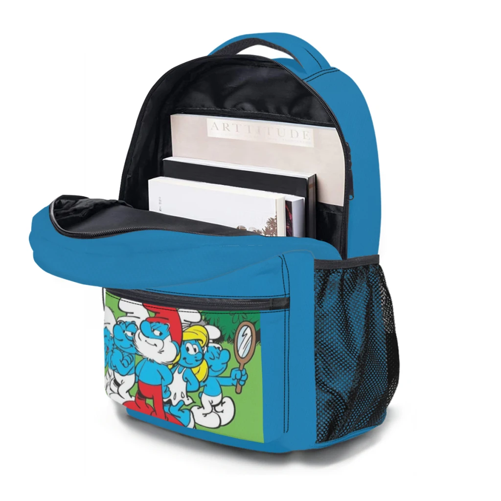 S-Smurfsynching-Sac à dos universitaire étanche pour femme, sac de voyage pour ordinateur portable, sac de livre, 17 pouces, nouvelle mode