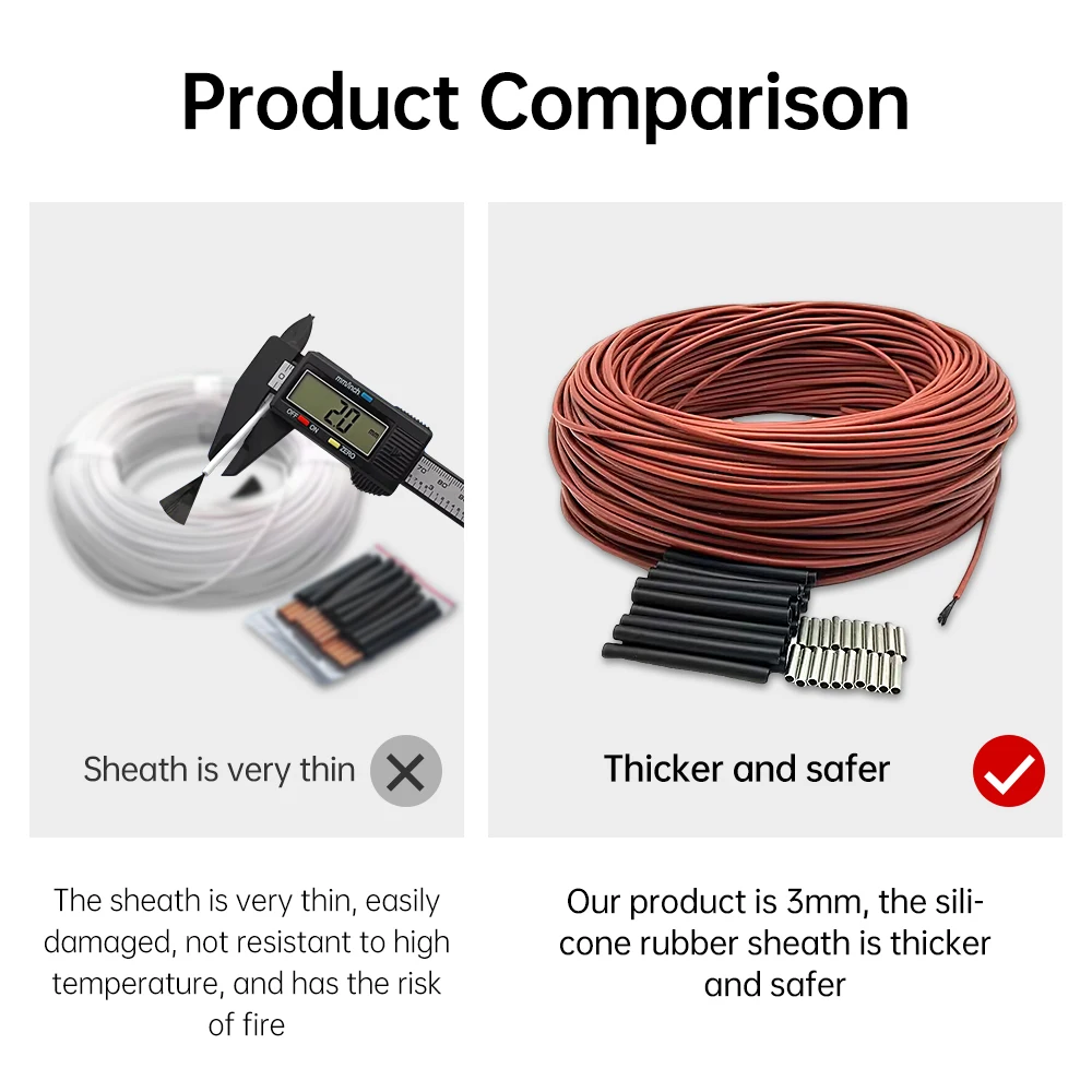 MINCO HEAT 5 to 100m 12K 33ohm Infrared Carbon Heating Cable Electric Warm Floor Heating Wire