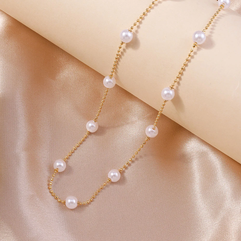 Aihua Neue Damen Kpop Einfache Perlen Halsband Halskette Gold Farbe frauen Hals Kette Hochzeit Schmuck Auf Den Hals Kragen geschenke – Detail 4