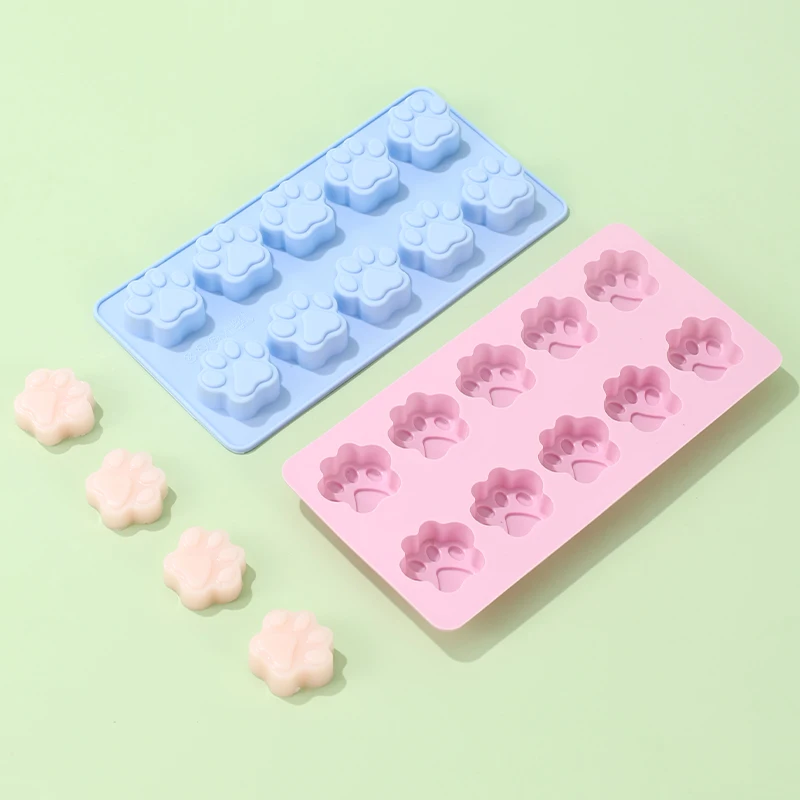 DIY 실리콘 개 고양이 동물 발 애완 동물 인쇄 베이킹 몰드, 재사용 가능한 수제 개 치료 캔디 쿠키 젤리 아이스 큐브 초콜릿 몰드