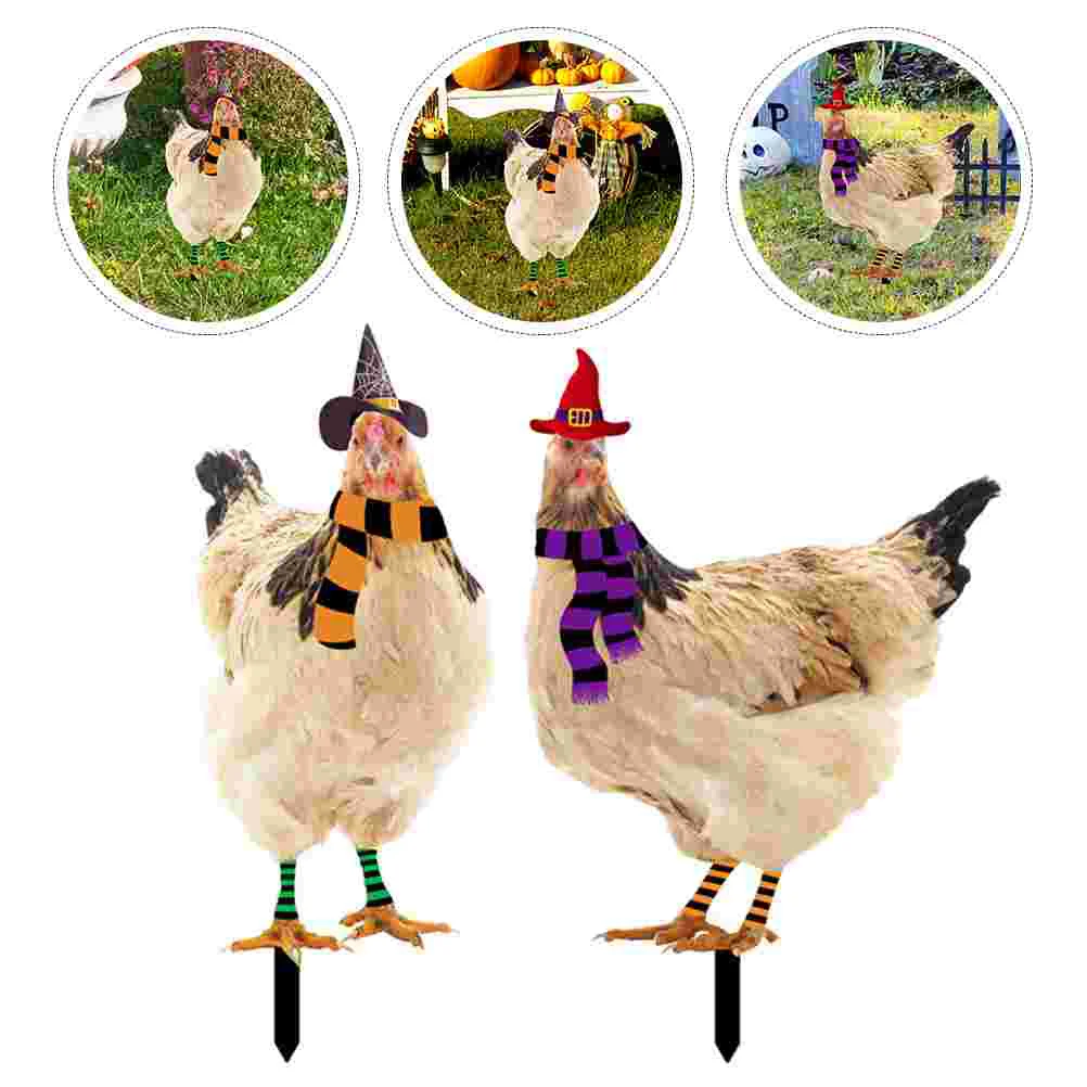 

2 Pcs Decorative Garden Inserts Chicken Stake Match with Other Decorations Yard Halloween Outdoor Sign Acrylic Lawn Ornament