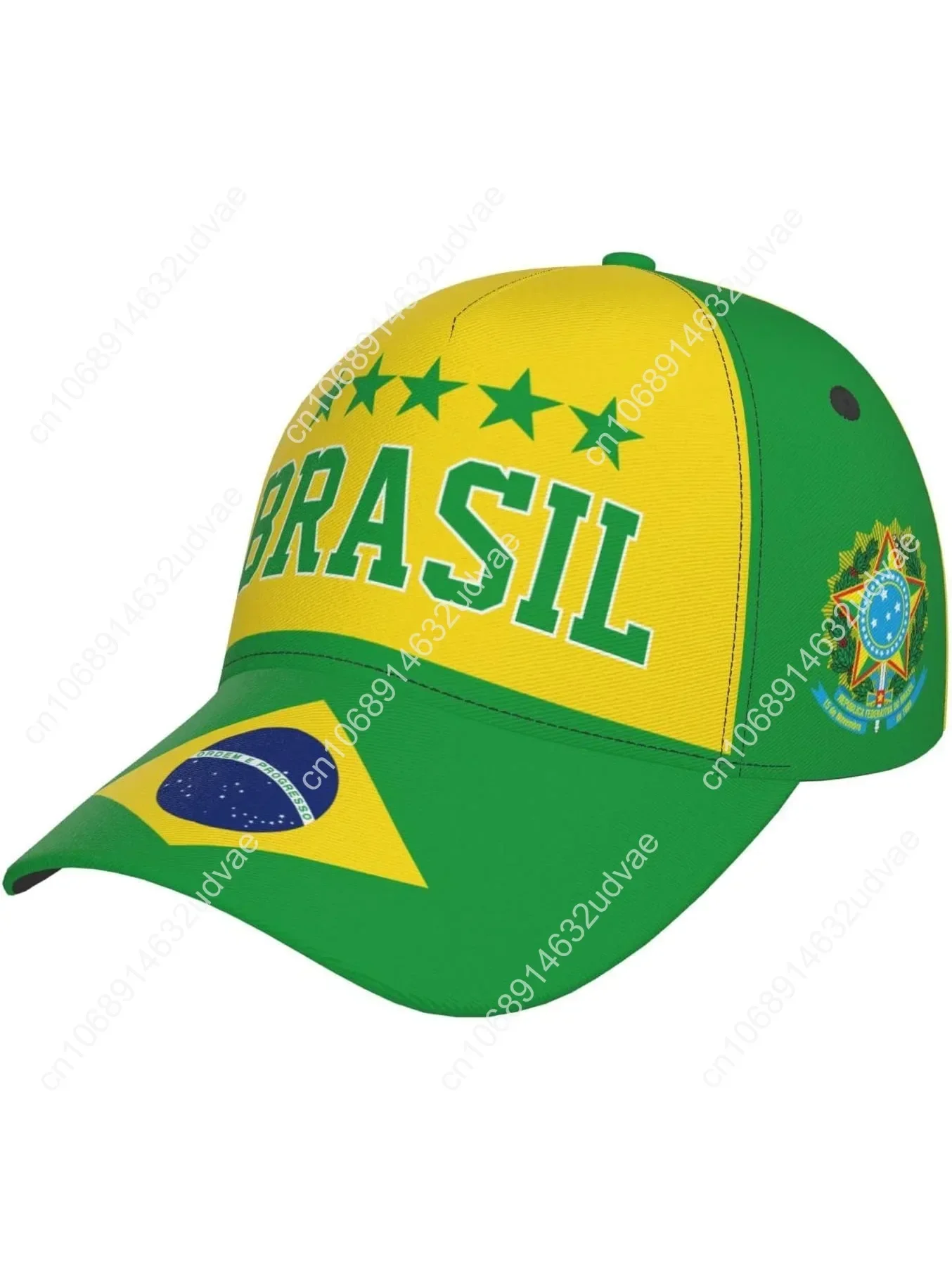 

Brazil Flag Brazilian 5 Stars Brasil Baseball Cap Full Print Adult Men Hat Patriotism Supporter Soccer Caps Black