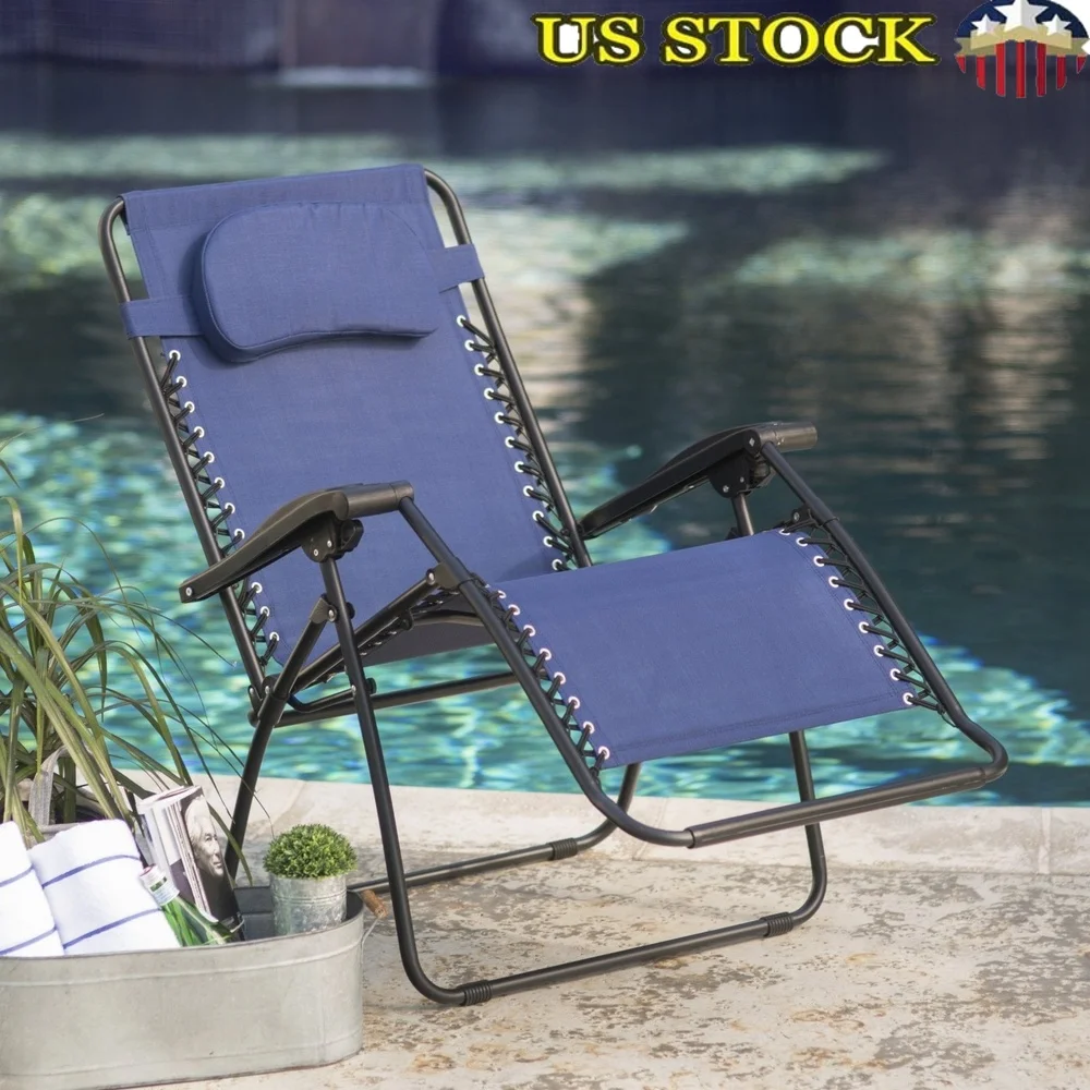

Oversized Zero Gravity Chair Supports 330lbs Adjustable Headrest Durable Textaline Fabric Rust Resistant Steel Frame Outdoor