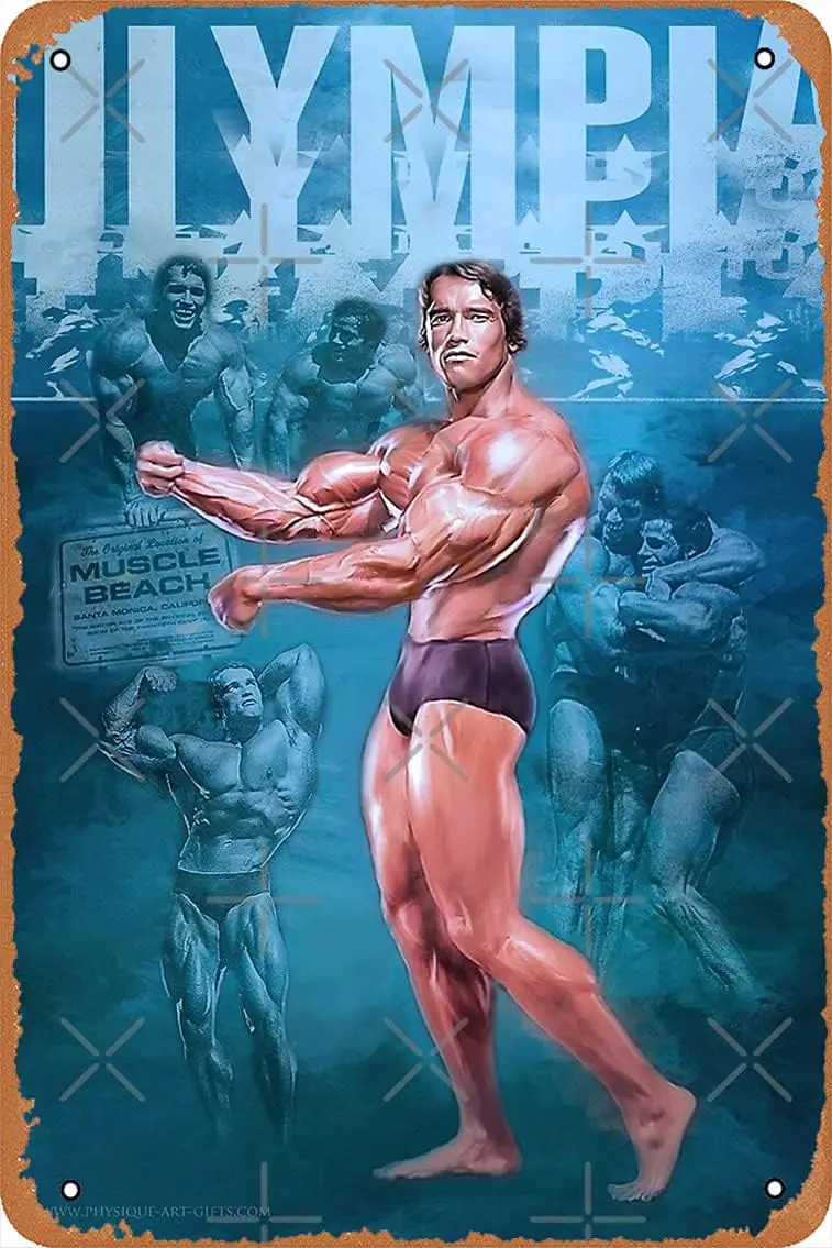 Metal Sign - Arnold Schwarzenegger Mr Olympia Bodybuilding Tin Poster 12 X 8 Inches