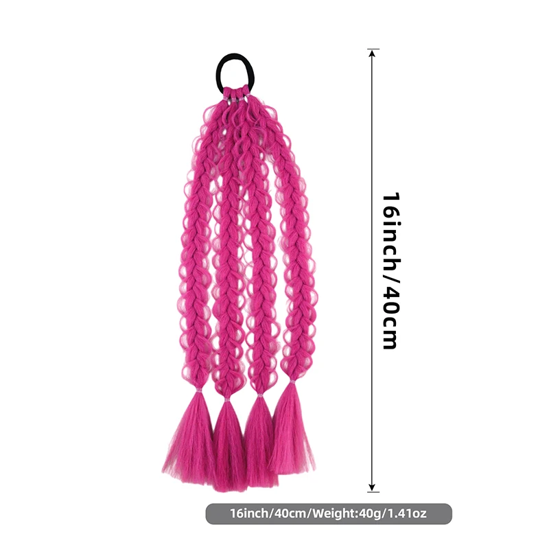 Lila Geflochtene Pferdeschwanz-Haarverlängerungen, Bubble Braid Synthetisches Haar mit Quasten für Cosplay und Partys – Detail 22