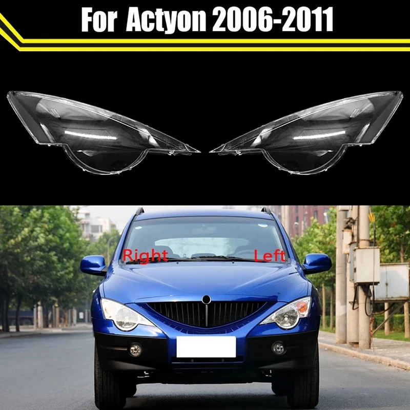 Seite Auto Scheinwerfer Abdeckung Lampe Shell Maske Lampen schirm Linse Glas Scheinwerfer Abdeckung für Ssangyong Actyon 2016-2018