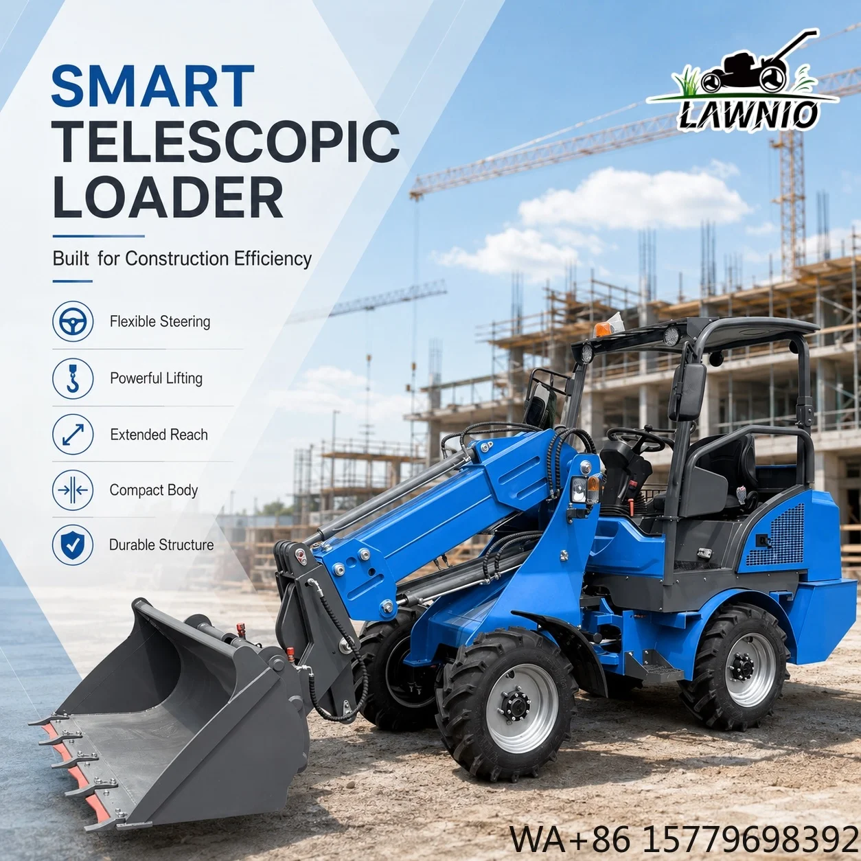 New Model Telescopic Loader  Full Hydraulic Steering High  Capability for Stockyard Handling Telescopic Arm Loader