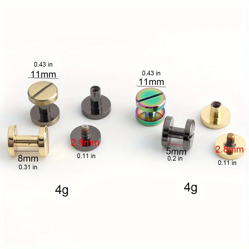 10PCS 11X5/8mm metal solid brass double-sided screw copper nails rivets belts rivets book screws leather crafts
