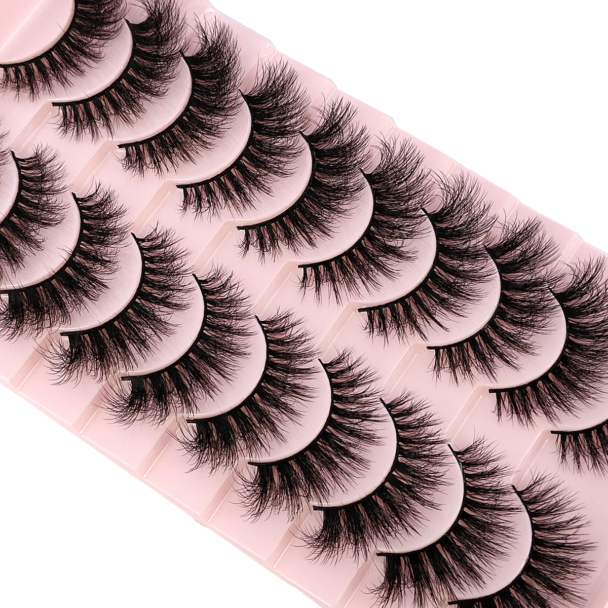 HBZGTLAD Nuovo 10 paia Ciglia soffici Volume 8D Ciglia finte Striscia russa Estensioni ciglia Spesse morbide Ricci Ciglia finte Trucco