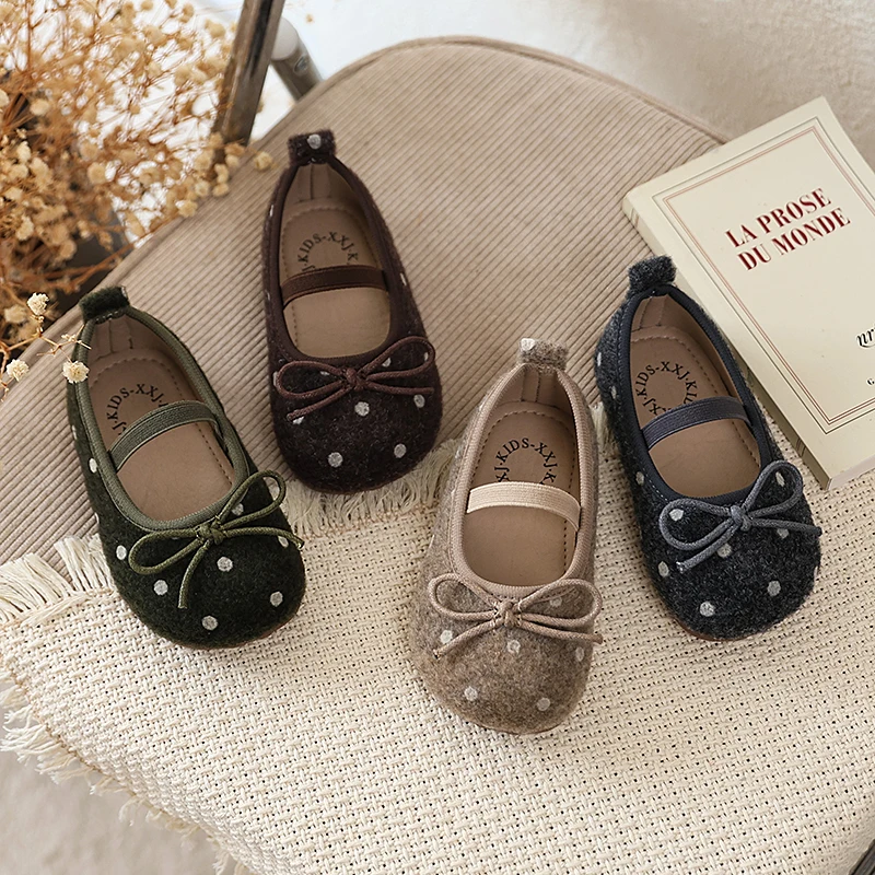 Little Girls Polka Dot Mary Jane Shoes Soft Sole Kids Flats Princess Dress Shoes Children Casual Shoes Spring Autumn New