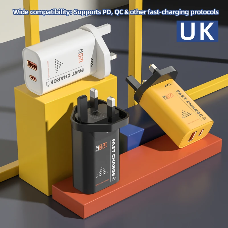 

Оригинальное зарядное устройство 120 Вт, турбо-быстрое многоинтерфейсное устройство, настенный адаптер Hypercharge, USB 6a, кабель типа C для Xiaomi, Iphone