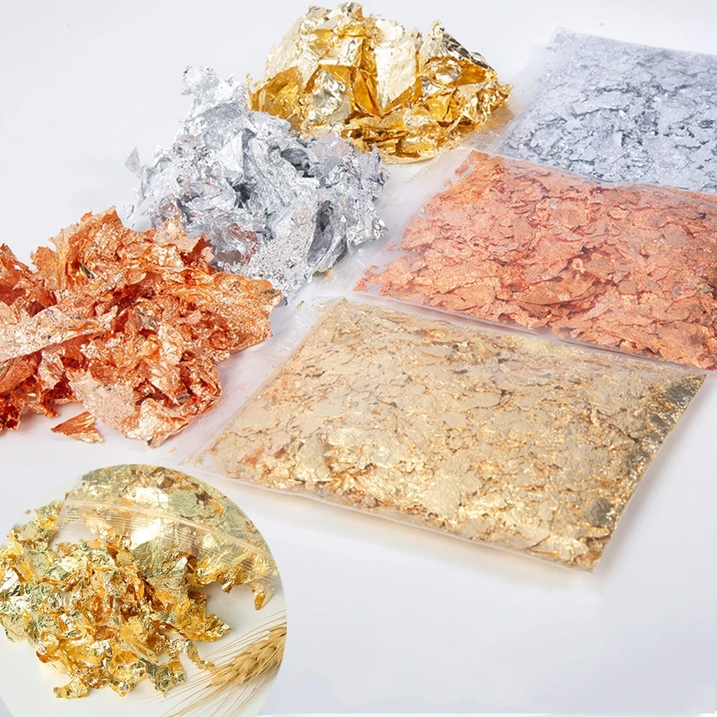 Gold and Silver Foil Bag Packaging High Quality Crushed Gold Foil and Silver Foil Candle Nail Art and Decorative Products