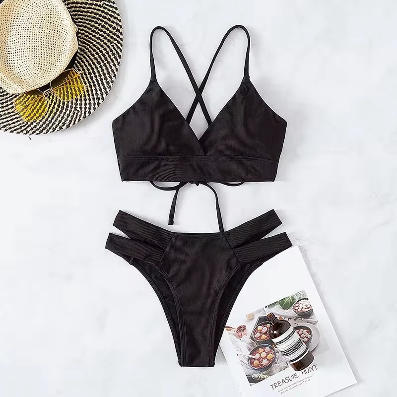 

Black Bikinis Sets String Hollow Out Bikini Swimsuit Women Sling Swimwear Beach Wear Vacation Outfit Swimming Bathing Suit