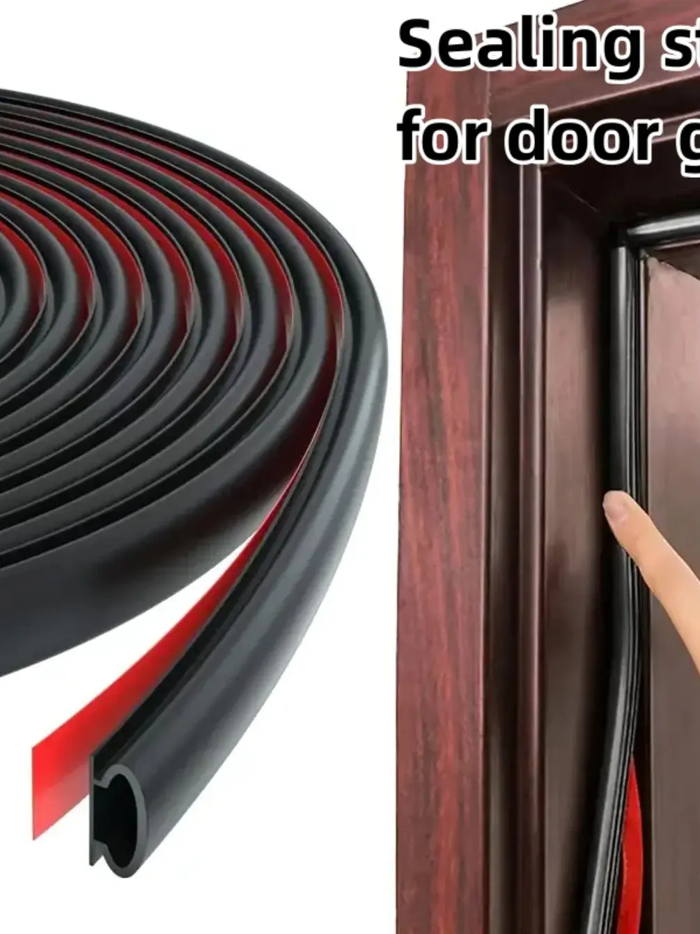 1 Roll Length of 6M Rubber Weather Stripping Seal Strip for Doors/Windows, Waterproof Self-Adhesive Weatherstrip Soundproofing