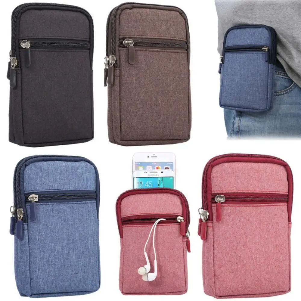 

Carrying Case Outdoor Phone Pouch with Pen Holder Storage Bag Cell Phone Case Nylon Zipper Mobile Phone Waist Packs