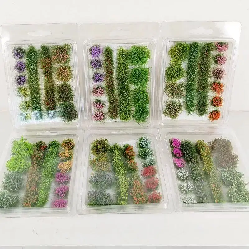 Mixed Flower Grass Cluster Model Kits Miniature Plants Materials for Making Building Sand Table Layout Diorama Accessories