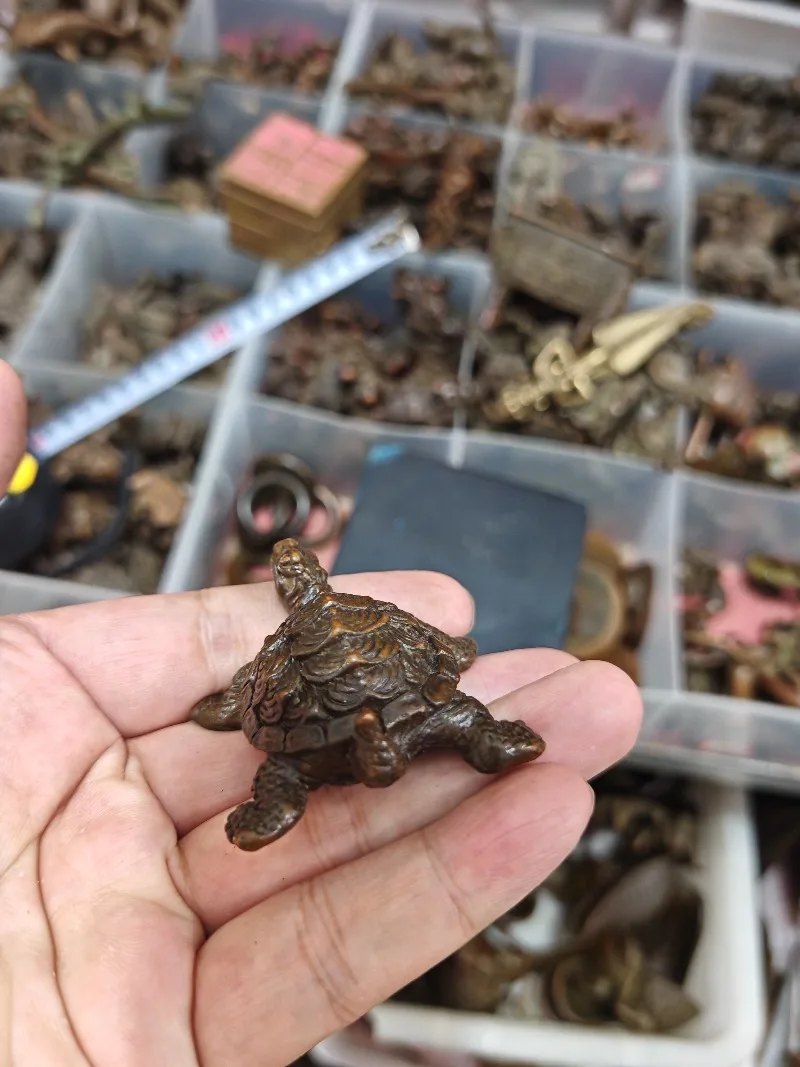 Vintage Turtle Decorative Figurine Resin Animal Statue Bronze Tone Craft Ornament for Home Office Desktop Shelf Display Decor