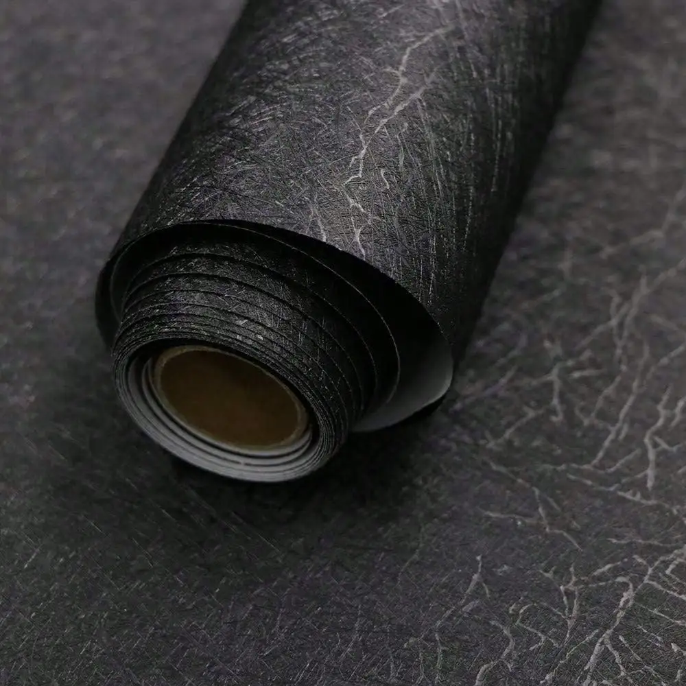 Waterproof Black Silk Self-Adhesive Removable PVC Wallpaper Suitable Kitchen Bedroom Wall Stickers Living Room DecorRenovation