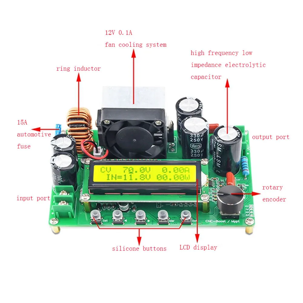 

800W DC DC Boost Converter Module 10-65V to 12-120V Voltage Regulator Regulated Power Supply Solar Charger Controller MPPT Board
