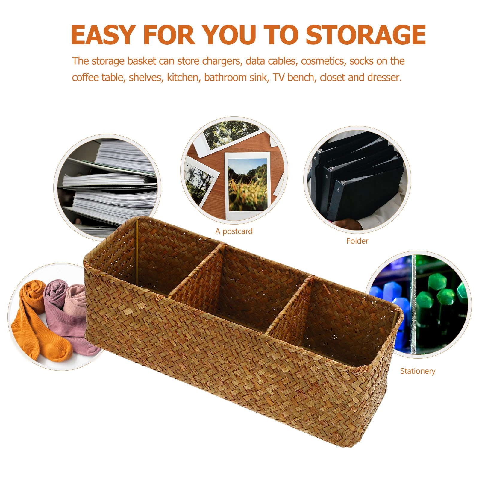 

3pcs Woven Basket ganizer Compact Desktop Home Bathroom Bedroom Closet for Cosmetics Cables Socks Sundries Container Desktop