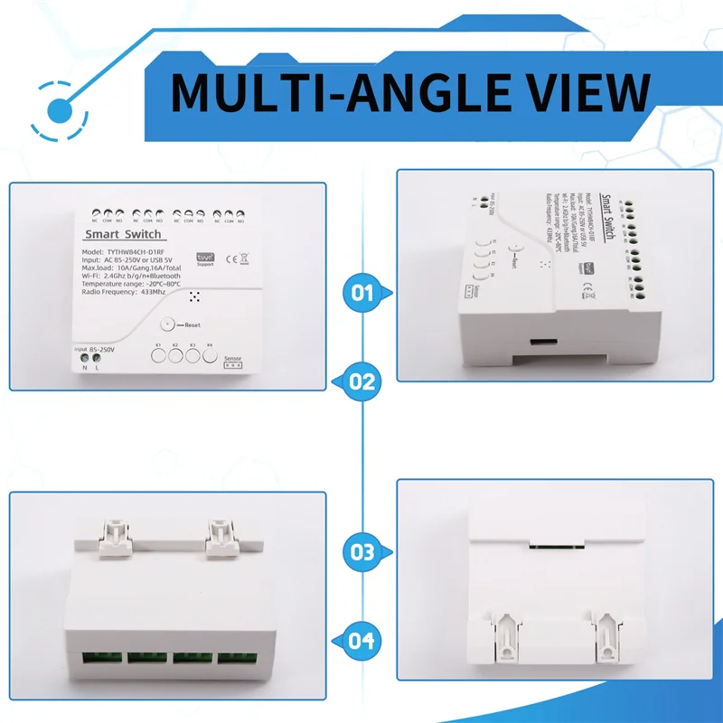 B04B-Tuya Wifi Smart Switch Temperature Sensor Monitor AC 85-250V Wireless Smart Switch For Alexa Google Home