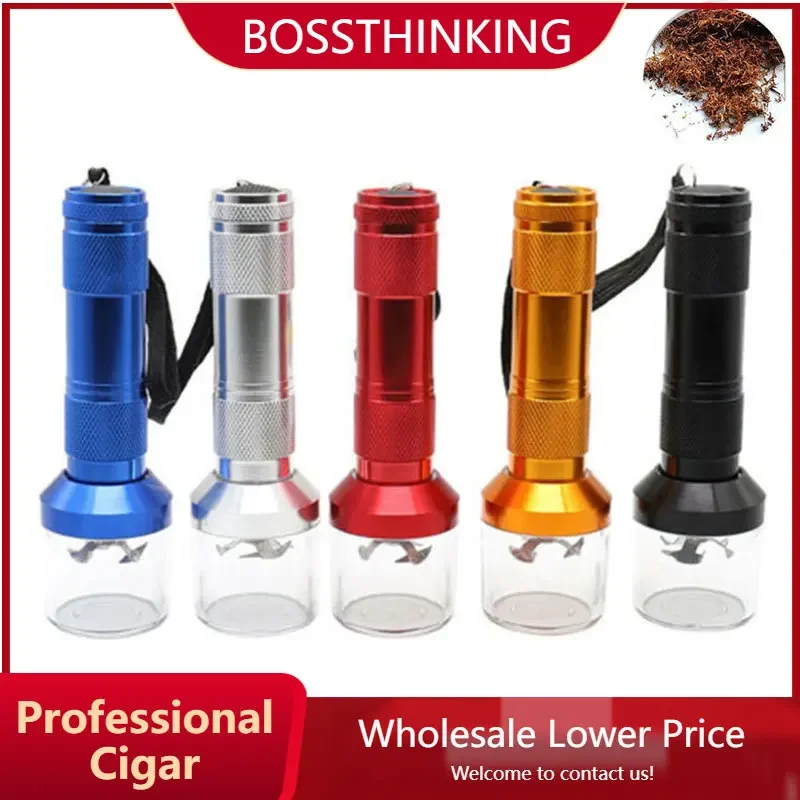 

Electrical Tobacco Grinder Aluminum Metal Torch Shape Crusher Crusher Crank Leaf Tobacco Smoke Spice Herb Muller Machine