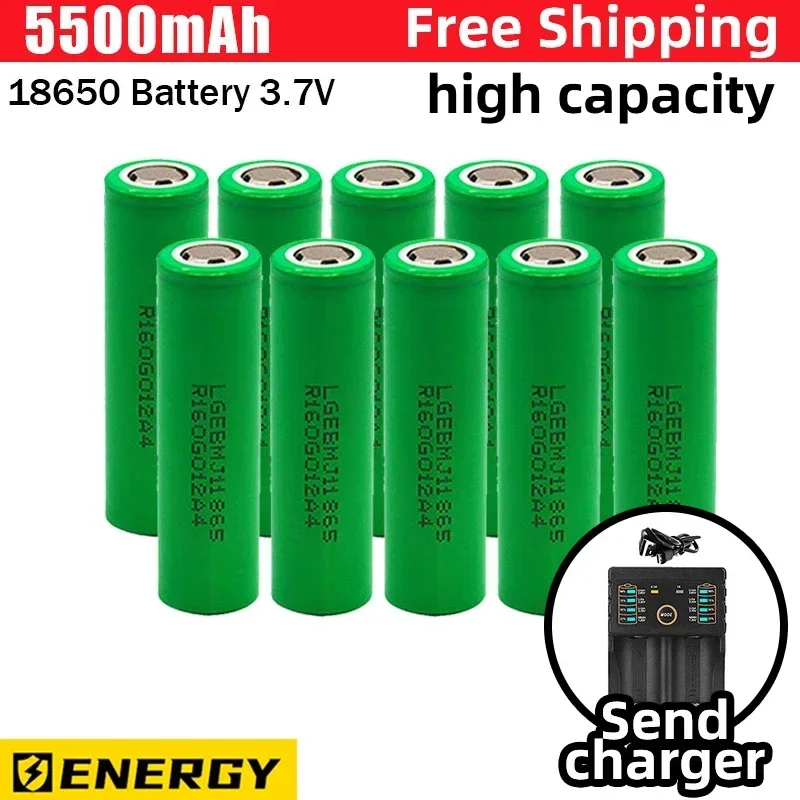 2024 Original High Capacity New 18650 5500mAh Battery 18650 Current Lithium Rechargeable Batteries For Flashlight Lamps