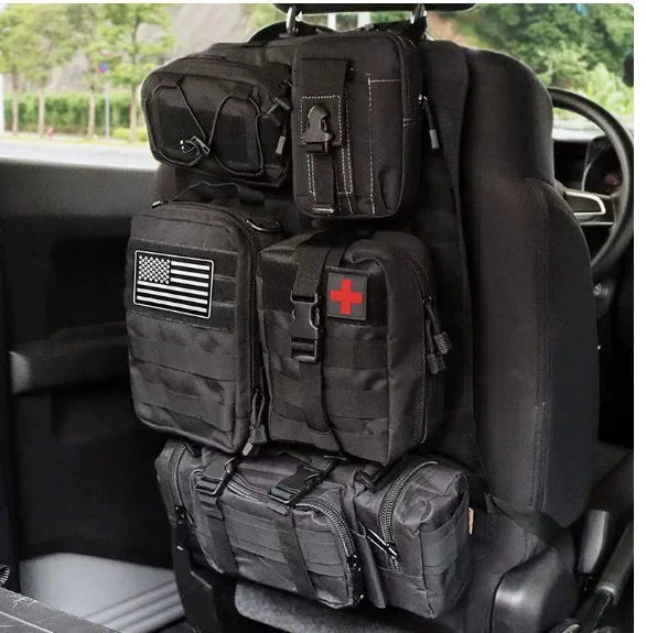 

Улучшенная тактическая сумка-органайзер на спинку автомобильного сиденья с 5 съемными подсумками Molle