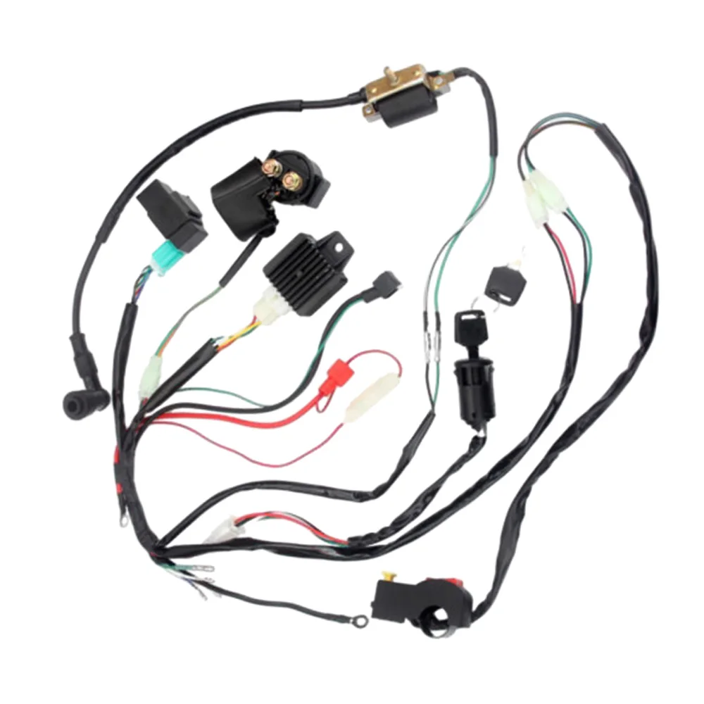 Wiring Harness Wire Loom CDI Ignition Coil Kit for 50cc 70cc 90cc 110cc ATV Electric Quad