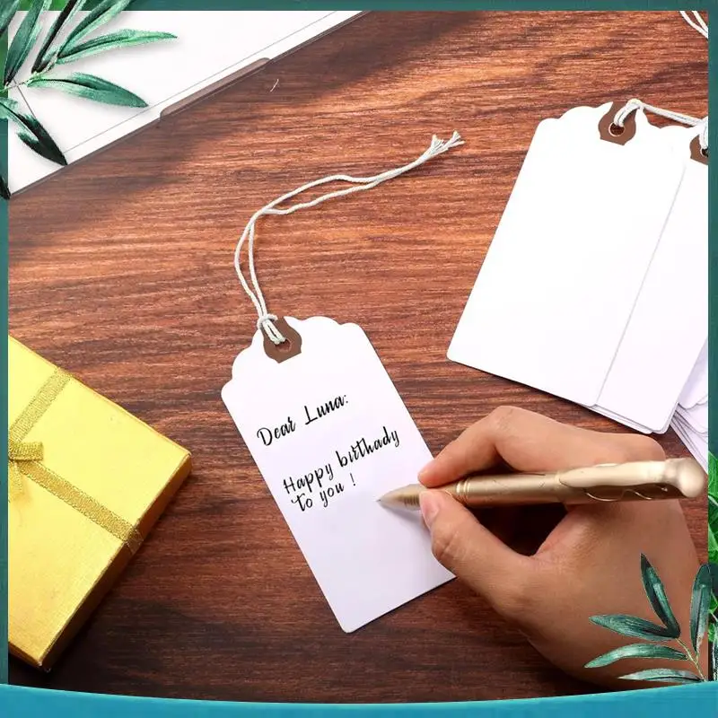 (NEW) 240Pcs 4 3/4 X 2 3/8In Manila Labels Shipping Labels Cardboard Labels With String Hanging Labels With Reinforced Holes