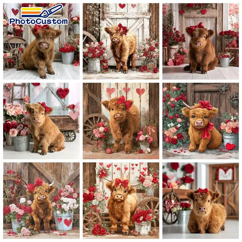 PhotoCustom Картина по номерам «Як» для декора, акриловые краски на холсте, наборы для рисования животных на холсте, наборы для творчества своими руками