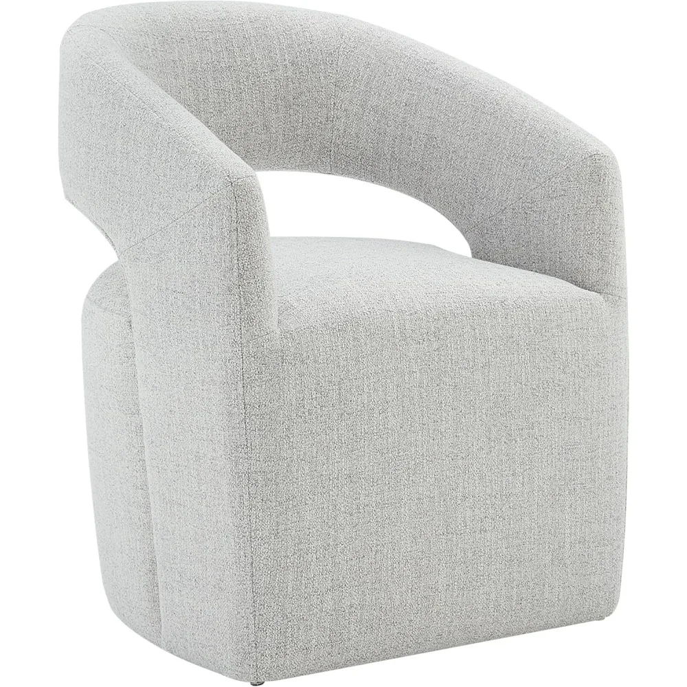 

Casters Upholstered Modern Armchair with Rollers for Diningroom Bedroom Livingroom Reading Room, 32.25''H, Light Grey