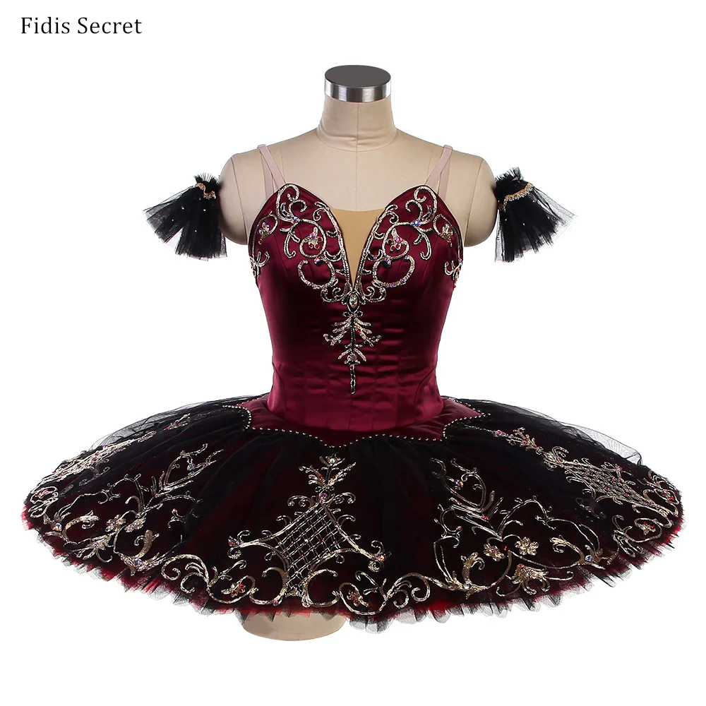 

Female Burgundy Classical Pancake Ballet Tutus,Girls Ballerina Professional Concert Competition/Performance Stage Dance Costumes