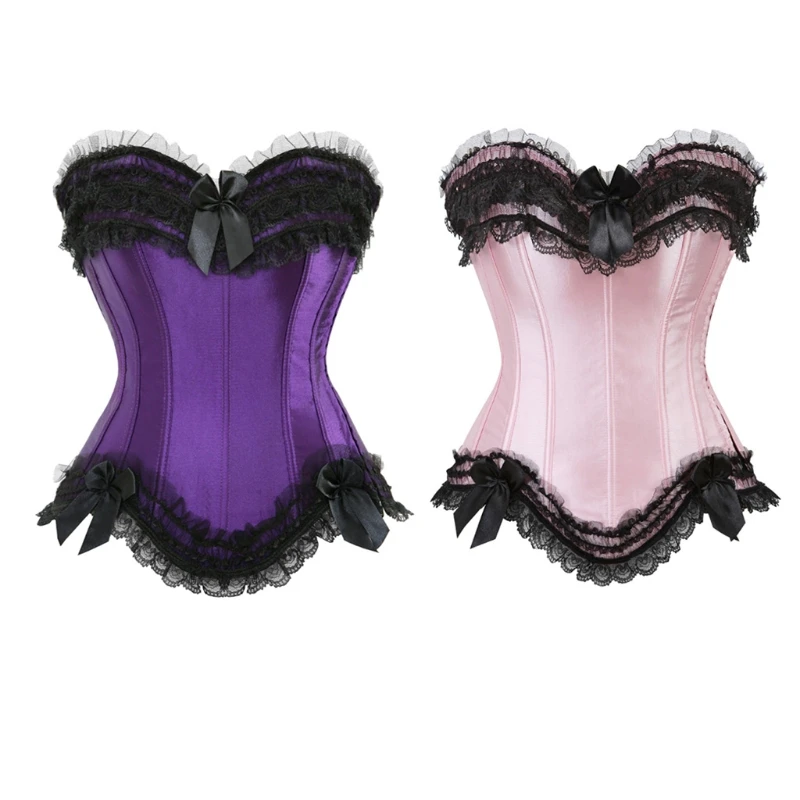 Lace Bowknot Bustier Clubwear Showgirl Body Shaper P8DB