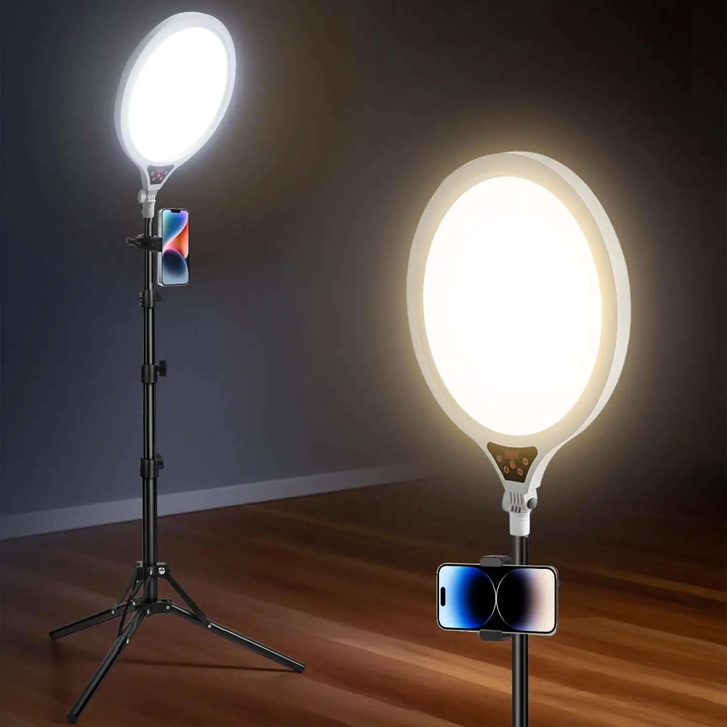 

Ring Light with Stand, 14" Professional Ring Light Tripod for iPhone, Adjustable Height for Video Recording Photography