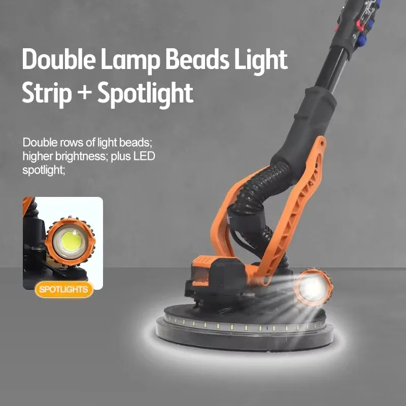 Electric Ultra Light Brushless Wall Sander For Drywall Plaster Dust Free Automatic Suction Long Pole Putty Sanding Polishing