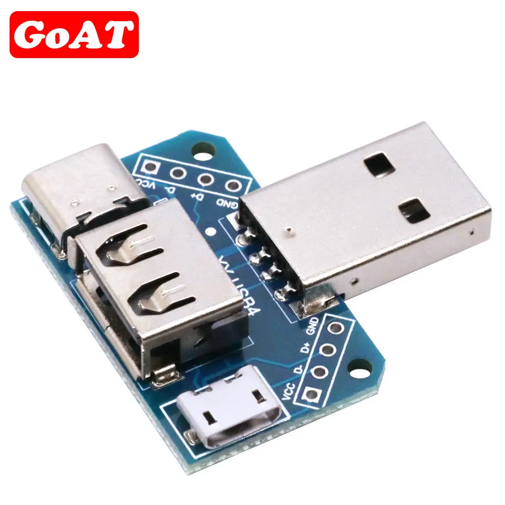 USB Head Switchboard Male USB Connector to  Type-c  Micro  Female USB 2.54-4P transfer test board USB adapter plate XY-USB4