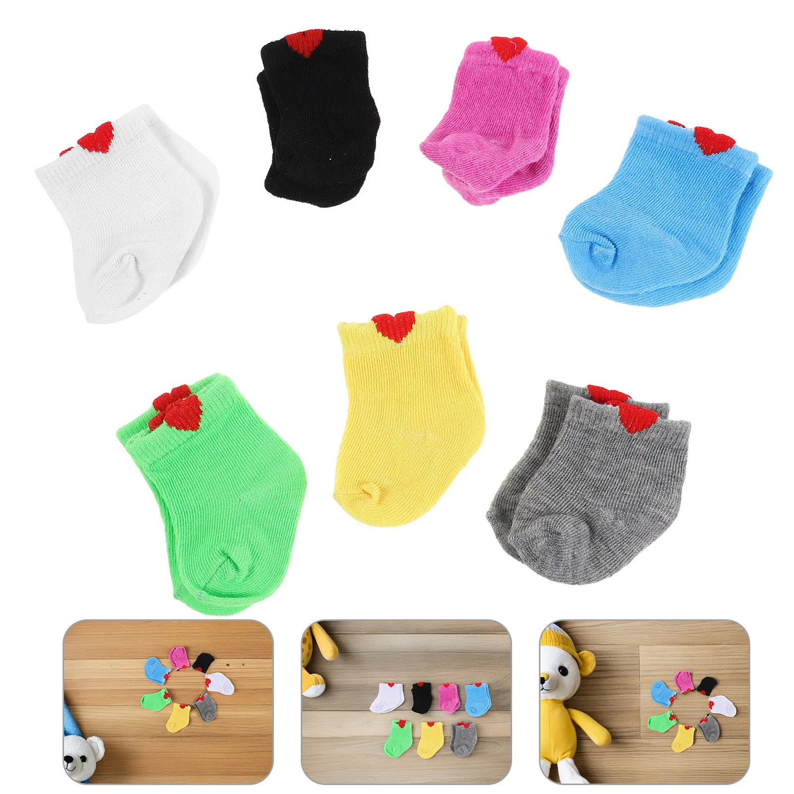 

7Pairs Play Accessories Socks Multicolor Small Socks for 18 Inch American Action Figure Clothing Pretend Play Accessories