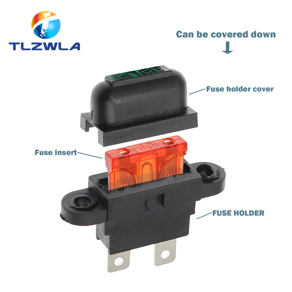 5PCS Waterproof Auto Standard Middle Fuse Holder + 1-50A Car Boat Truck ATC ATO Blade Fuse 3A 5A 10A 15A 20A 25A 30A 35A 40A 50A