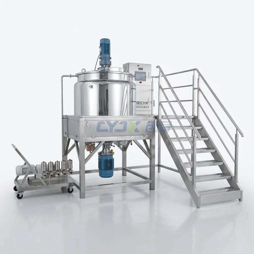 CYJX Liquid Soap Mixer Movable SUS304/316 Mixing Tank with Heating Liquid Detergent Mixing Machine for Shampoo Body Gel