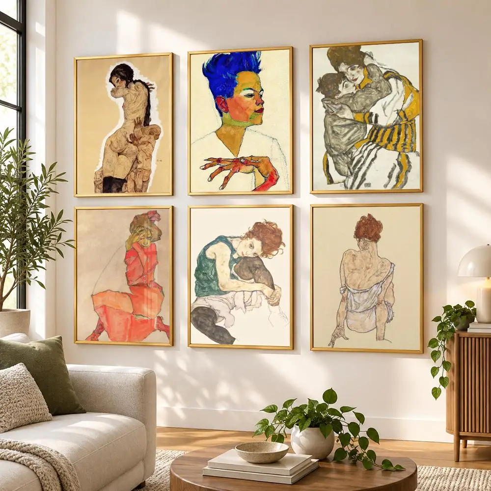 Art Egon Schiele Poster HD art sticky wall waterproof home living room bedroom bar aesthetic decoration