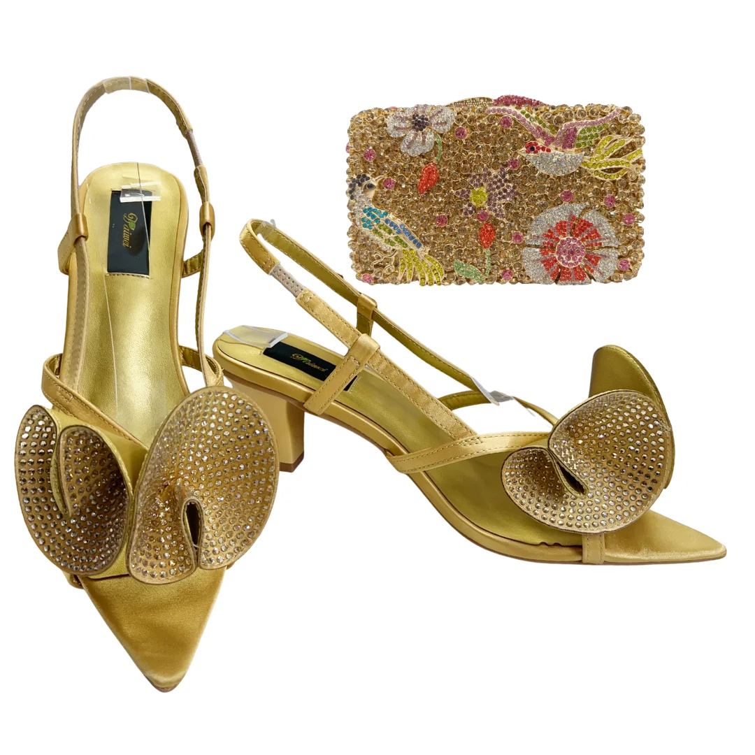 

Итальянские дизайнерские вечерние туфли с клатчем для африканских свадеб и торжеств, кружевные, вышитые бисером, женские туфли