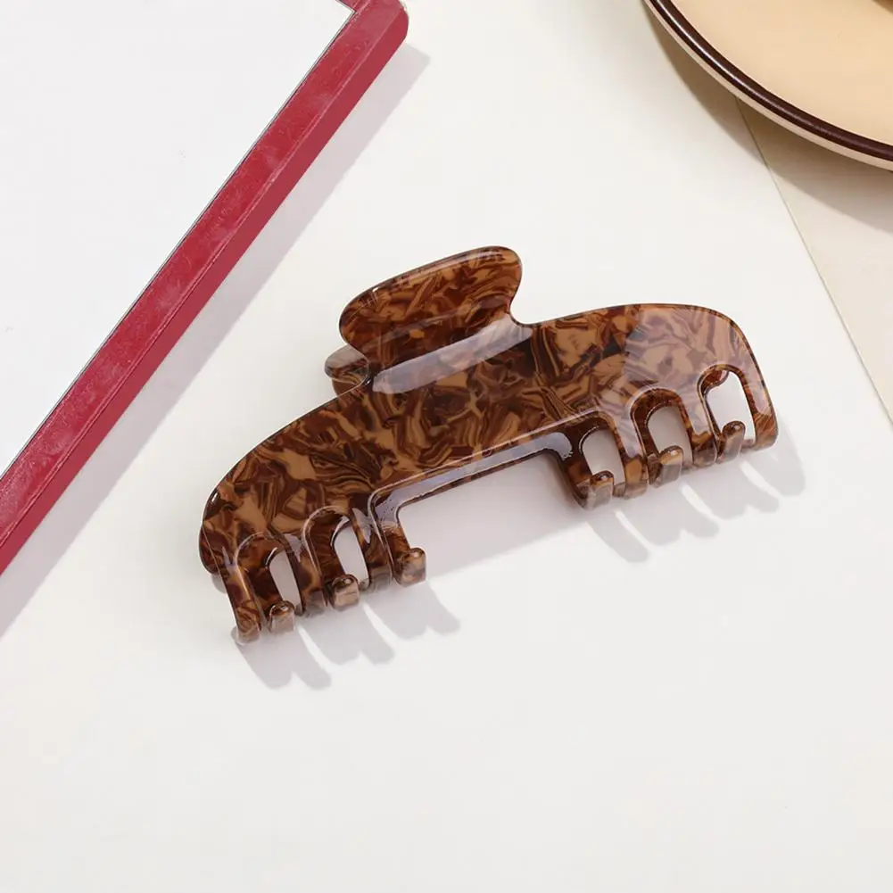 Strong Grip Hair Clip Widened Hair Claw Clip for Women Multi-tooth Strong Spring Clamp Transparent Imitation Acetate Hollow Hair